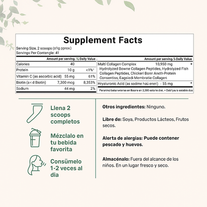 2LBS Micro Ingredients Polvo de Péptidos de Colágeno Multitipo